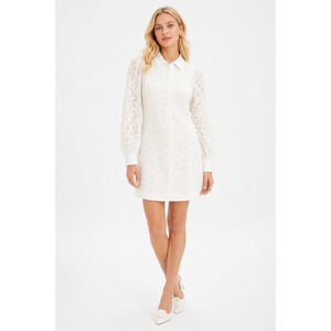Mare Mare x Anthropologie White Lace Sheer Sleeve Button-Up Shirt-Dress XS